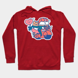 Pink and Red Couple Scooter Cats Hoodie